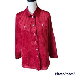 Chico's Red Corduroy Shacket with Pockets. Size 1.